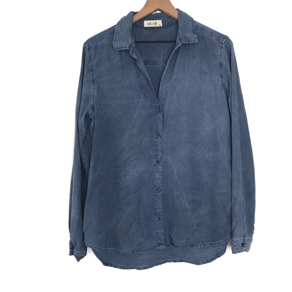 BELLA DAHL Side Tie Button Down Blouse Top M